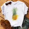 Women Hello Summer Watermelon Graphic T‑Shirt, Watercolor Fruit Letter Print O‑Neck Short Sleeve Casual Vacation Ladies Daily