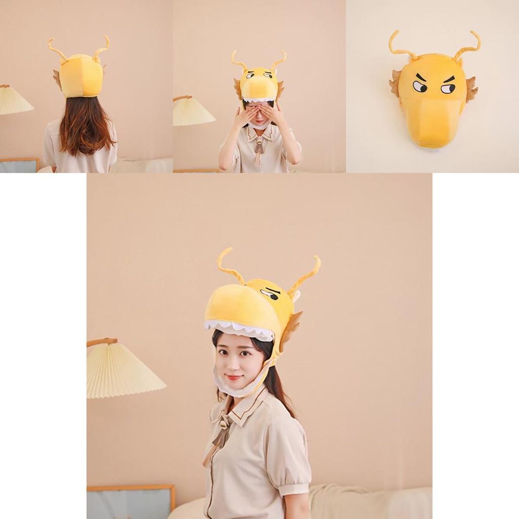 Wholesale Golden Dragon Head Hat For Photography Props And Performance Cartoon Style Plush Hat Year Mascot)