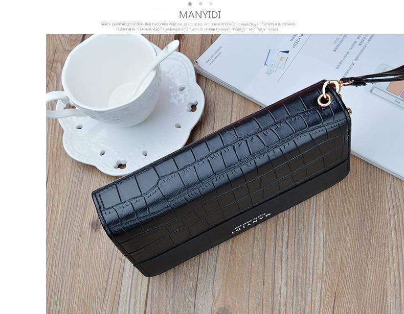 Damen Krokodilmuster Lang Doppelreißverschluss Geldbörse Clutch mit Großer Kapazität