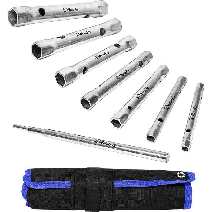 SR WERKFIX Jeu Clés Tubulaires - 7 Clés à Tube Douille 6-19 mm. Pour Bougies et Lavabo98