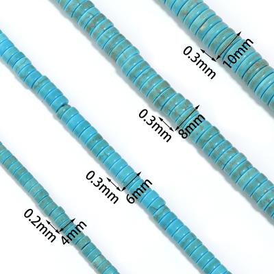 1 String 4/6/8/10mm Flat Round Natural Stone Turquoise Beads Blue White Spacer Beads For Jewelry Making DIY Bracelet Necklace