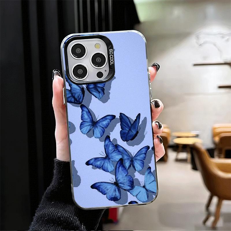 Blue Butterfly Aesthetics Shockproof Phone Case for iPhone 17 Air 16 16E 15 Pro Max 14 Plus 13 Mini 12 Back Cover Anti Fall Fund