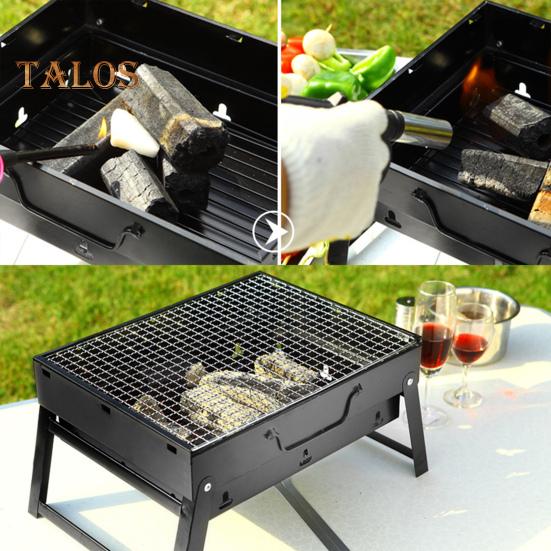 Portable BBQ Grill Stainless Steel Easy To Use Removable Grid Foldable Charcoal Grill for Outdoor Picnic Garden Camping