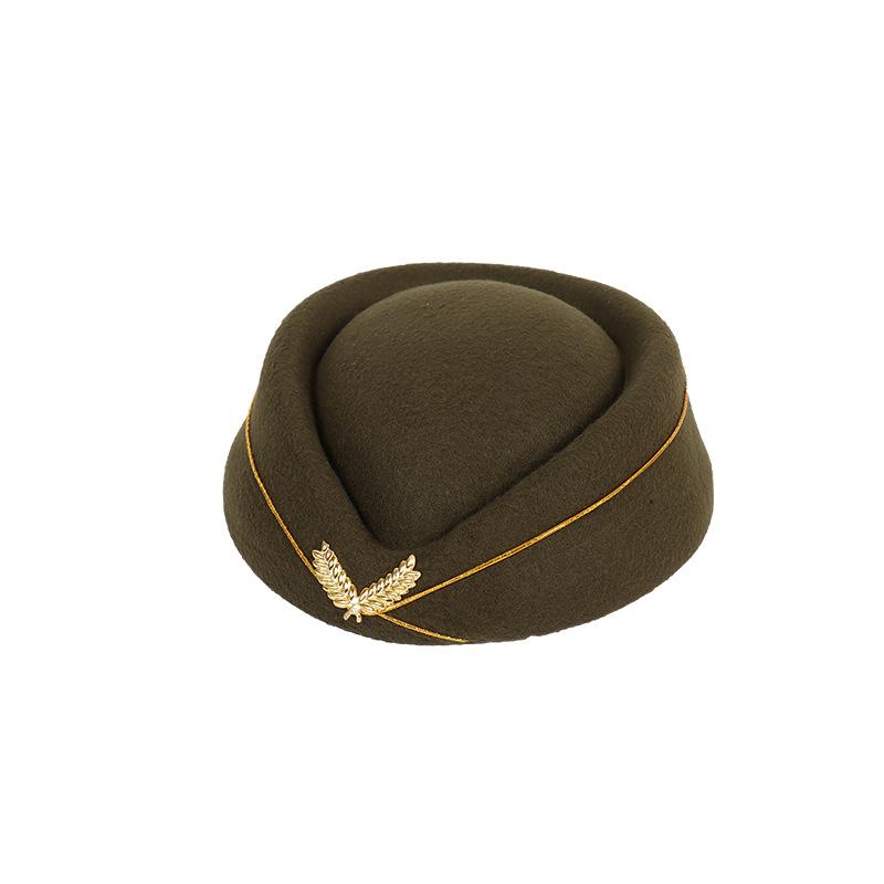 Woolen Bere Stewardess Hat High Speed Rail Stewardess Hat Hotel Front Desk Attendant Uniform Hat