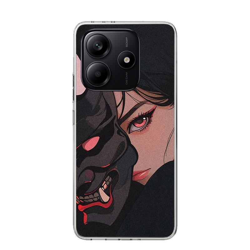 

Японская маска Они Девушка Чехол для телефона Для Xiaomi Redmi Note 15 14 13 12S 12 Pro Plus 11S 11E 11 11T 10S 10 Искусство Мягкий Узор Чехол Re Redmi Note 11 Pro 4G