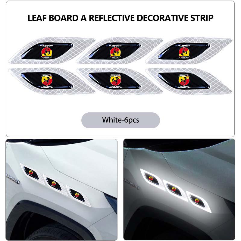 Car Logo Reflective Safety Strip Sticker Car Sticker Warning Tape For Abarth FIAT FR 500 Punto Ducato Palio Bravo Doblo Tipo