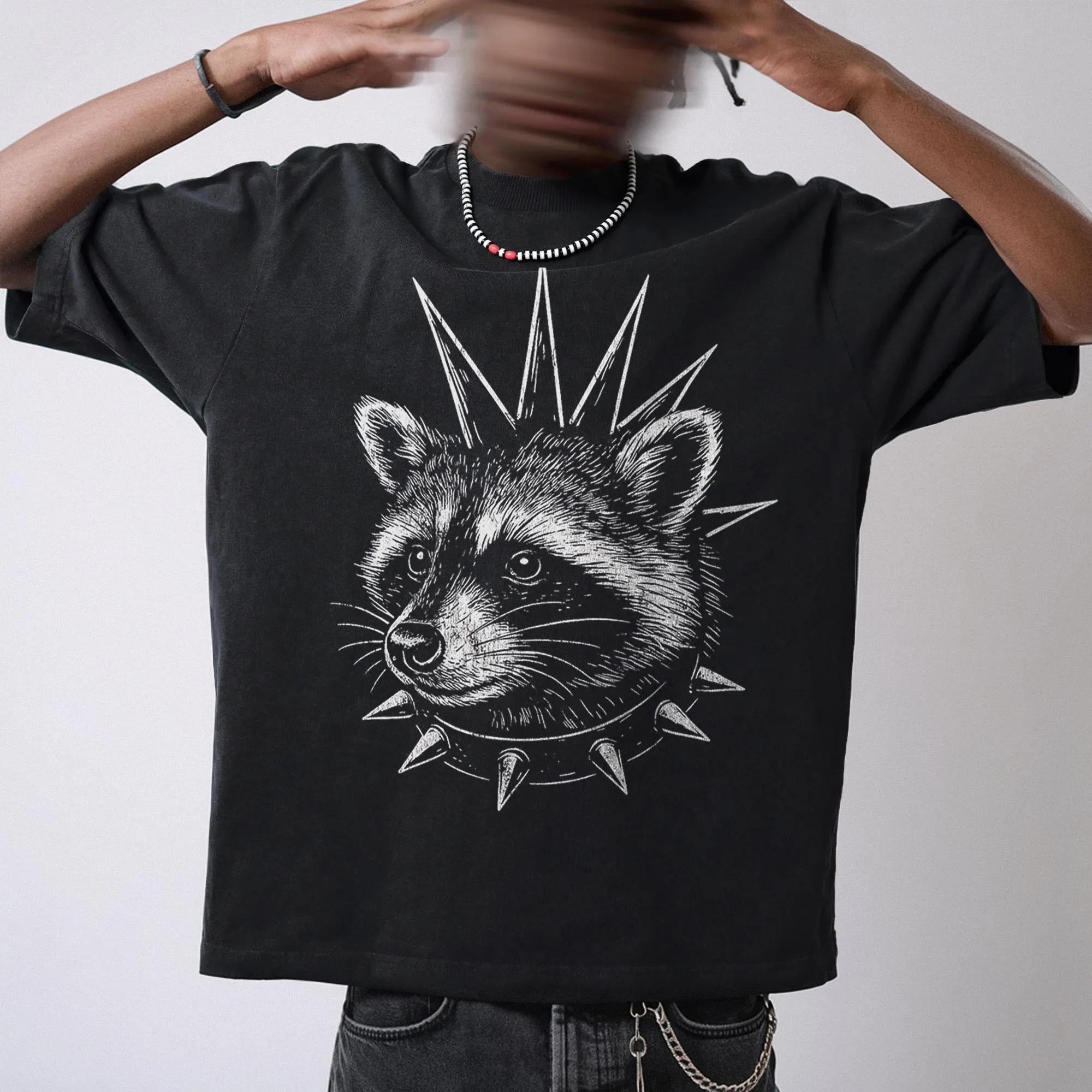 Punk Raccoon Vintage Graphic Tshirts Retro Raccoon Moon Tshirt Raccoon Lovers Funny Raccon Tee Meme Raccoon Gift S