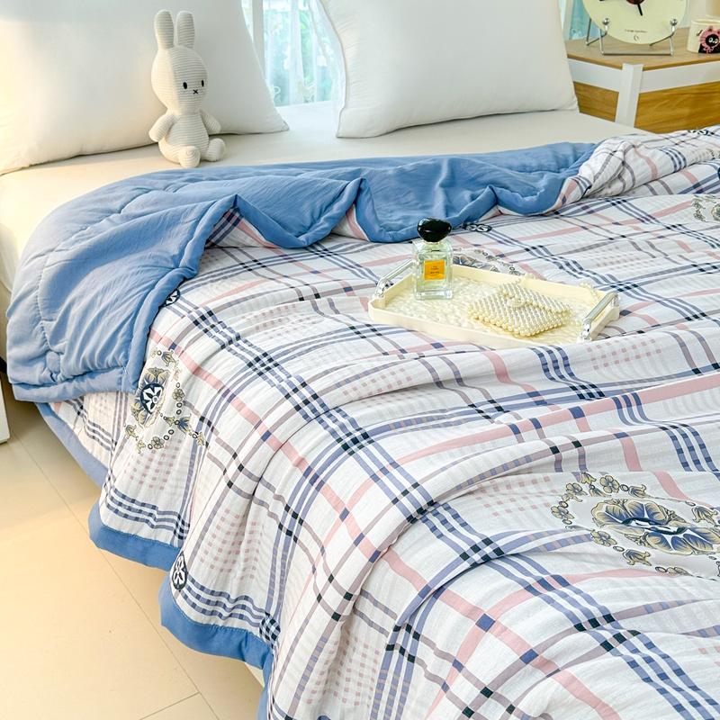 New Washed Cotton Summer Quilt Air Conditioning Core Printed Small Fresh Quilt Fresh Breathable Quilted Duvet Bedding