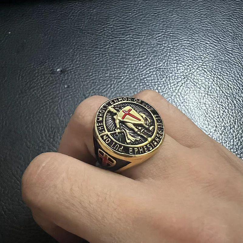 Vintage Cross Ring for Men Hiphop Jewelry Gold Silver Street Wear Accessory Punk Titanium Steel Finger Ring for Male