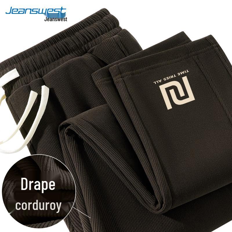 

JEANSWEST Men s Corduroy Loose Straight-Leg Casual Pants 3XL
