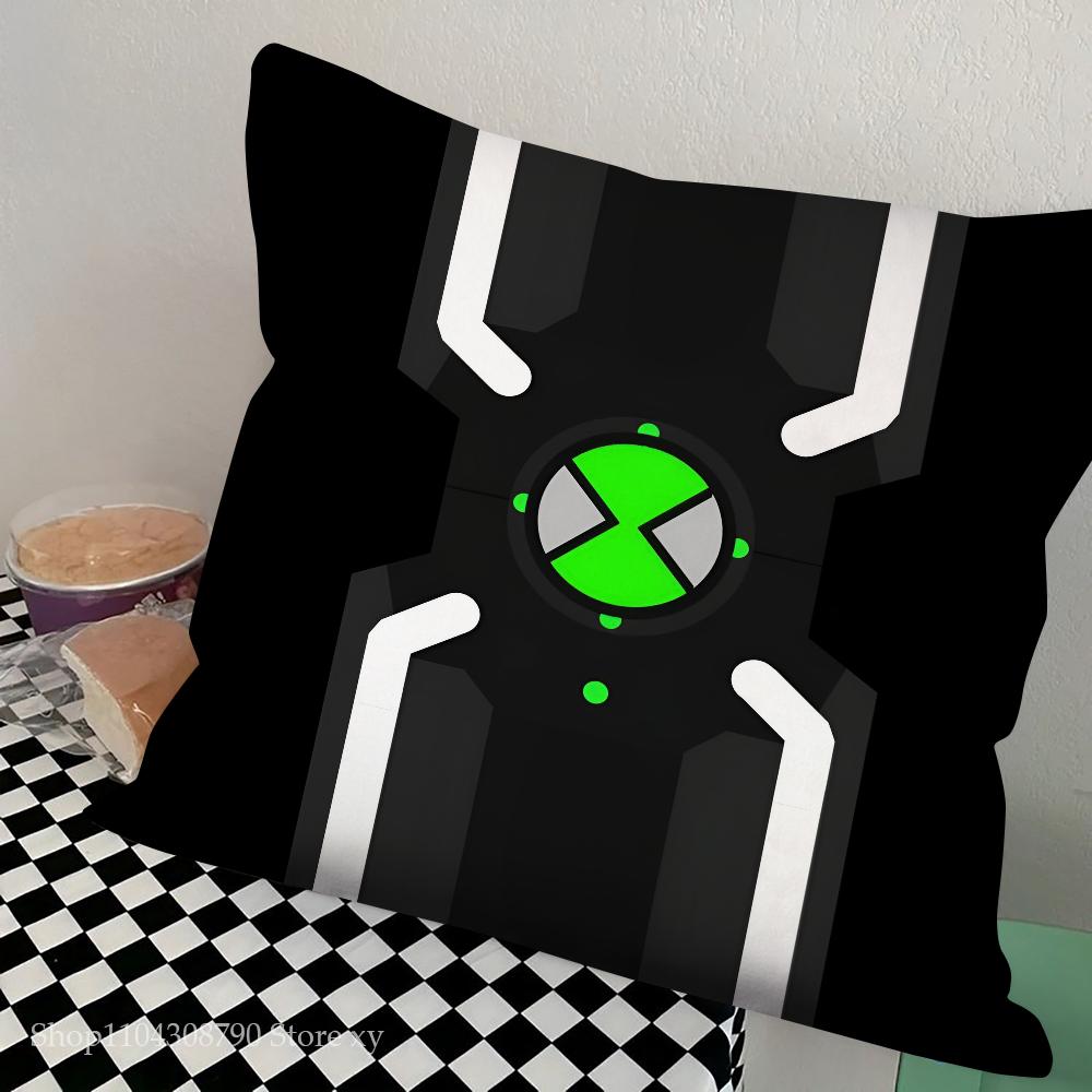 

Cartoon B-Ben 10 Pillow Case Fashion Square Pillowcase Bedroom Sofa Room Ins Decoration Leisure Cushion Cover 16x16Inch