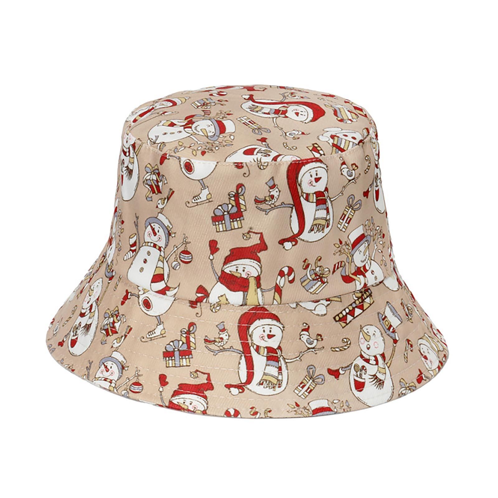 

Новая Шапка-горшок с принтом снеговика и маленького оленя, шляпа рыбака для мужчин и женщин One Size верблюд