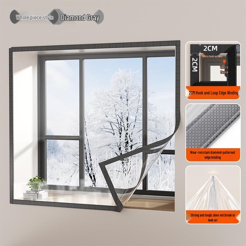 

Windproof Transparent Insulation Film for Doors & Windows - No-Drill Seal, Cold Protection, Anti-Freezing Curtain 15x15