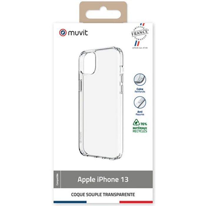 Coque pour iphone 13 - muvit - transparent - recyclé - souple - mixte