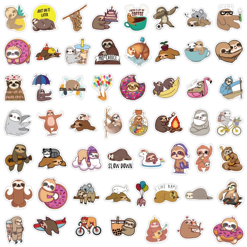 100 New Style Cute Sloth Graffiti Stickers Decorate Suitcase Laptop Scooter Waterproof Stickers