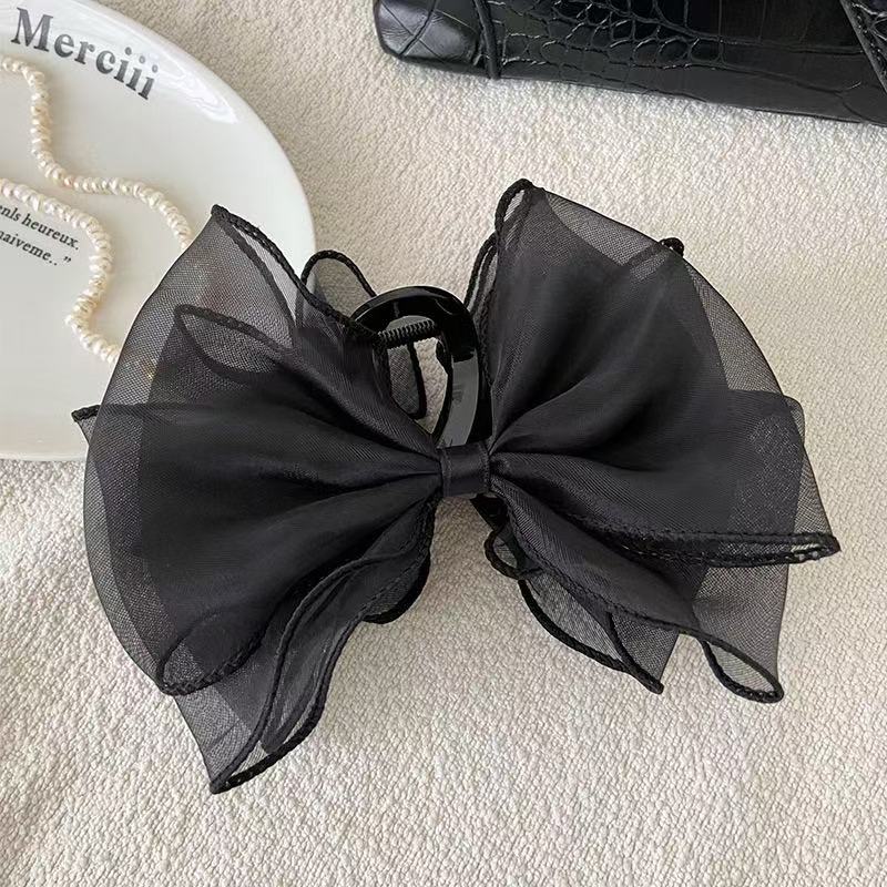 1pc Sweet Organza Reversible Bow Large Hair Claw Commuting Versatile Hair Accessory Suitable for Daily and Party Gatherings