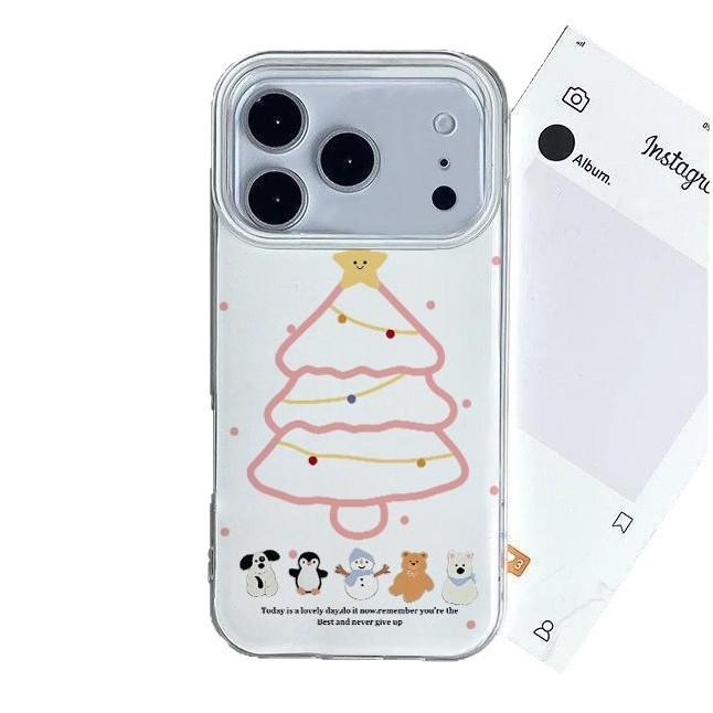 Winter Animal Christmas Tree Suitable for Apple 16/17Promax Mobile Phone Case IP15Pro Large Hole IMD Case 14/13