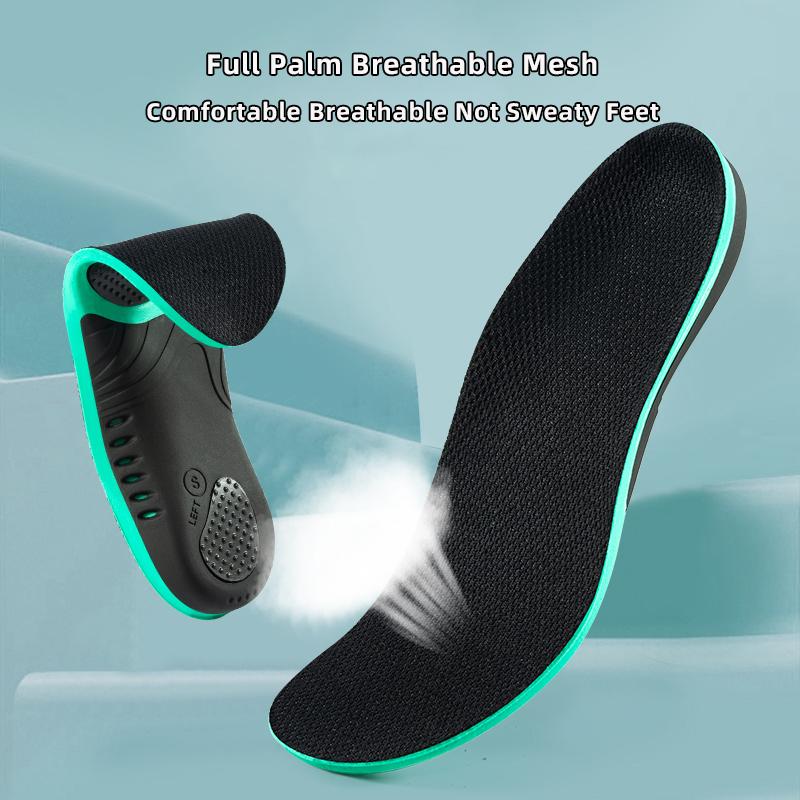 1 Pair of comfortable cushioned insoles made of TPU material with flat arch support for sneaker insertion