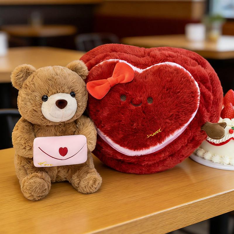 Cross-Border New Year Love Heart Bear Plush Toy - Cute Companion Gift for Couples and Birthdays