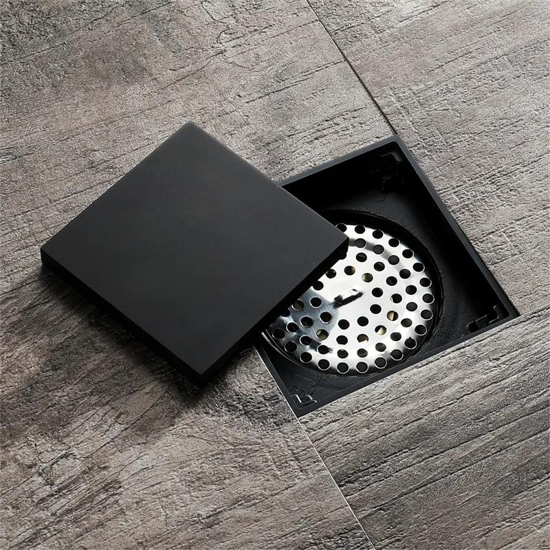 

Floor Drain Bathroom invisible 10cm*10cm Anti-odor Floor Drain Bathroom Black Retro Shower Drain Tile Insert Square чёрный