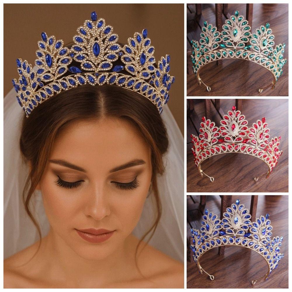 Luxury Baroque Queen Tiaras Sparkling Bridal Headwear Rhinestone Pageant Diadem  Photography Props