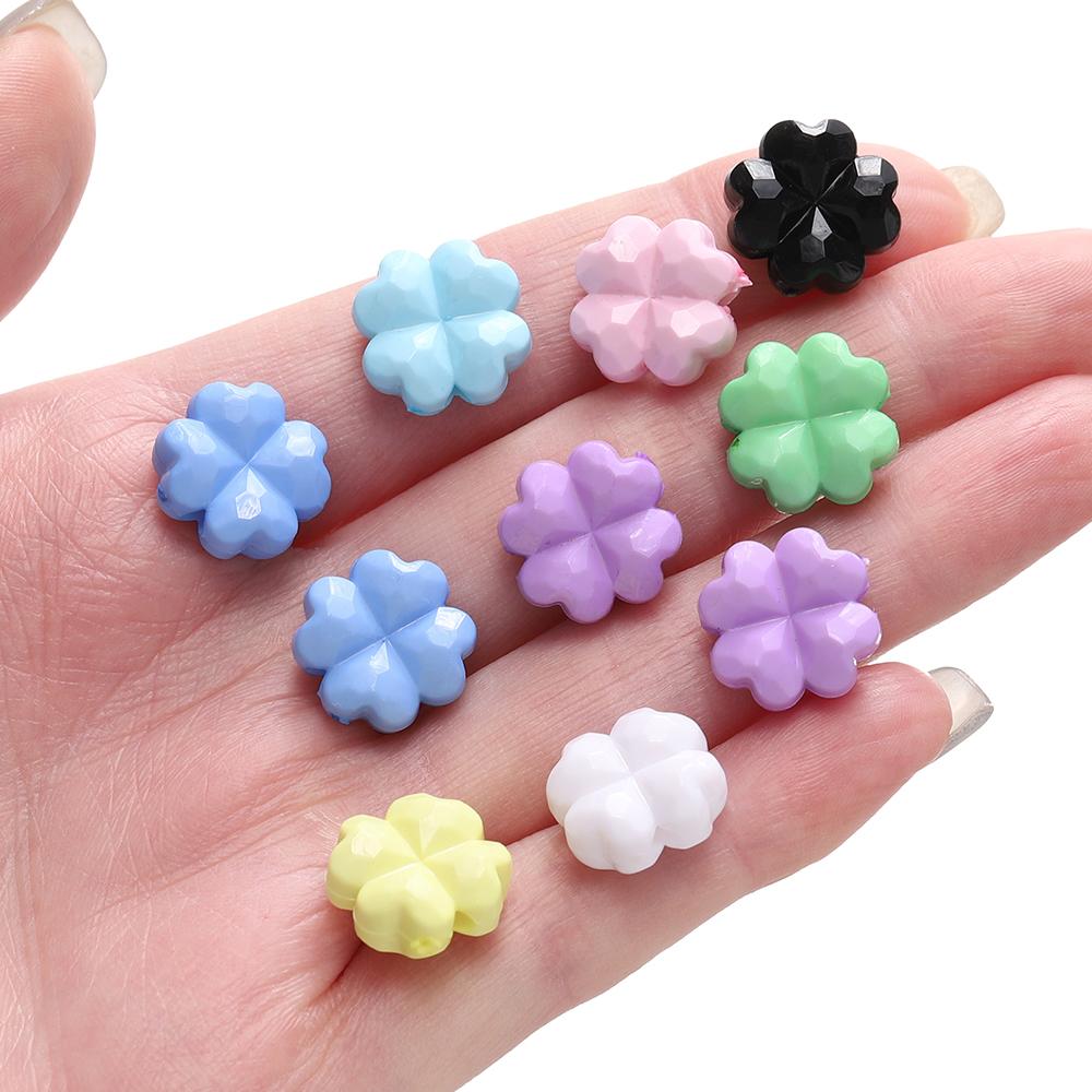 20pcs/lot New Candy Color Four Leaf Clover Acrylic Beads Loose Spacer For Jewelry Making DIY Charms Bracelet Necklace Accessorie