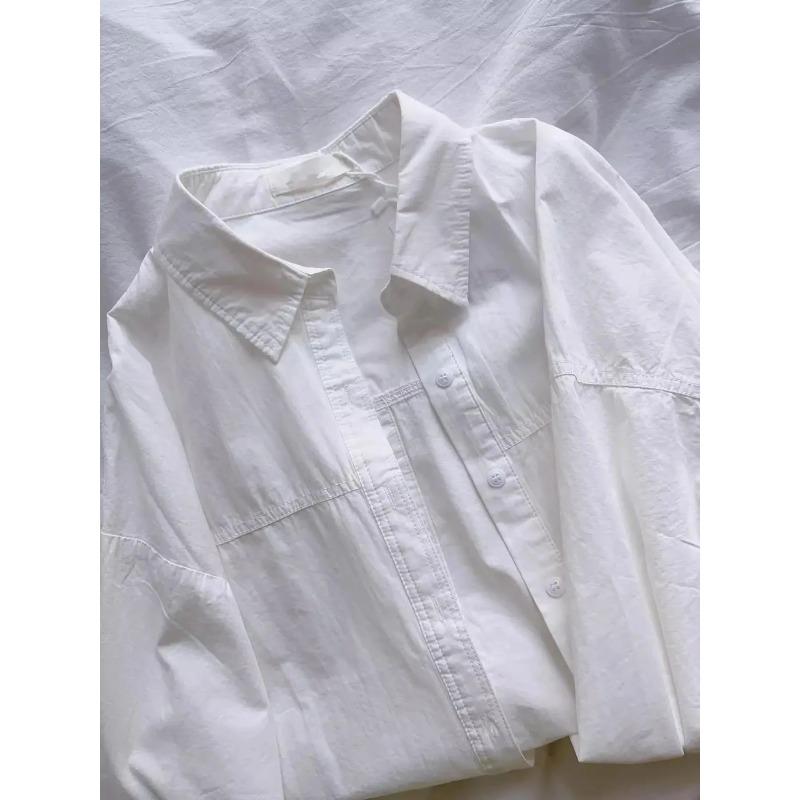 Light Luxury Blue Pure Cotton Shirt Women's Long Sleeve Sun Protection Outerwear Elegant Chic Loose Top Shirt Jacket
