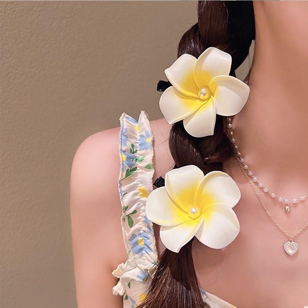 Pearl Plumeria Flower Hair Clips For Women Girls Hairpins Egg Flower Barrette Hawaiian Wedding Party Bag Hat Accessories
