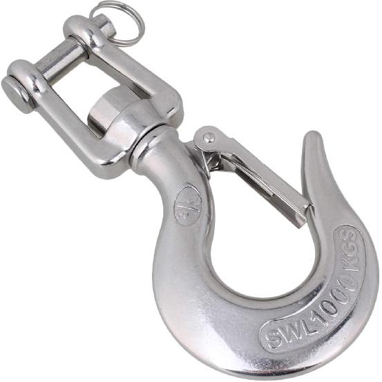 BQLZR 304 Stainless Steel American Type Swivel Lifting Clevis Chain Hook with Latch 1000KG Working Load Limit