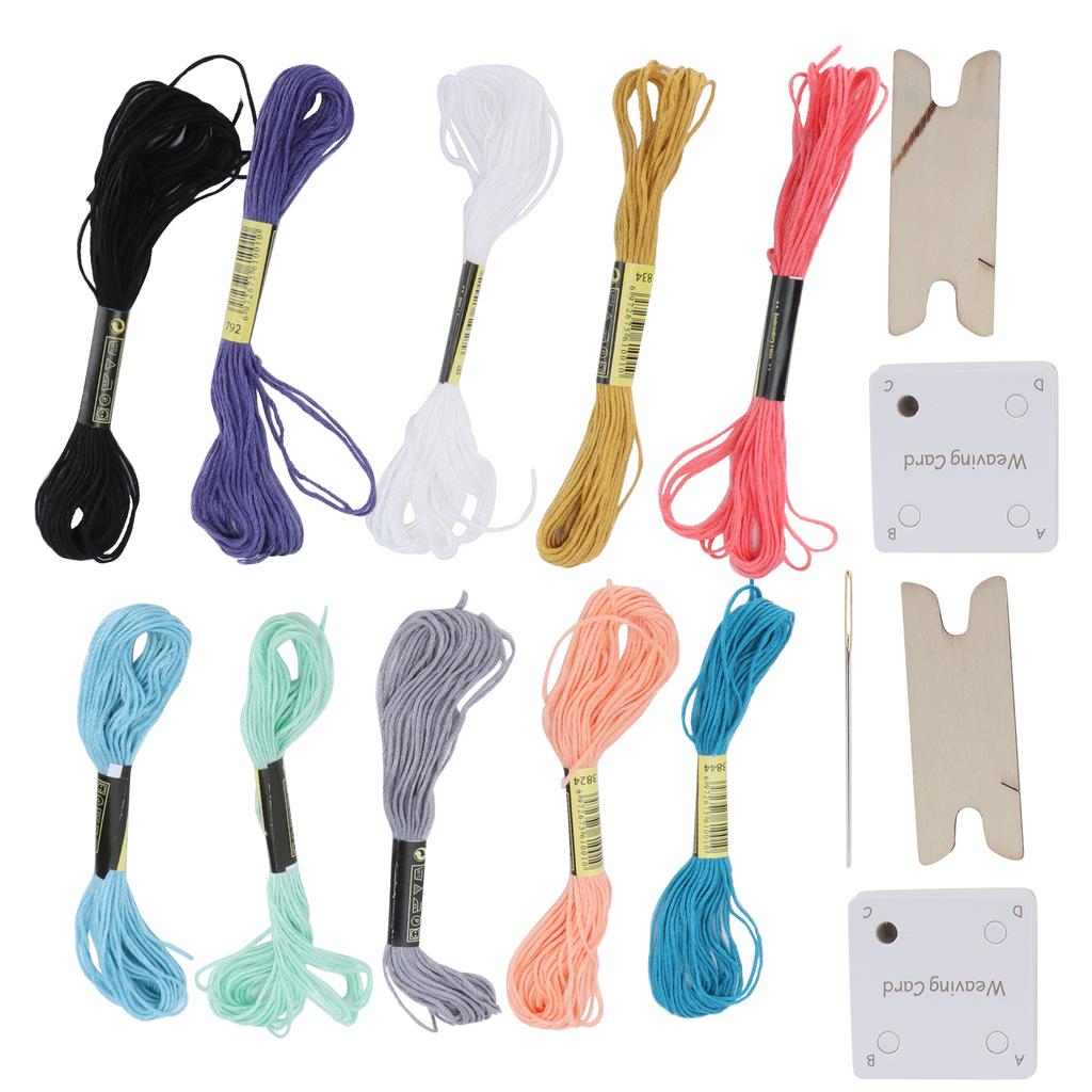 Weaving Card Tablet Set Paper Loom with Shuttle Embroidery Thread for DIY Craft HandMade