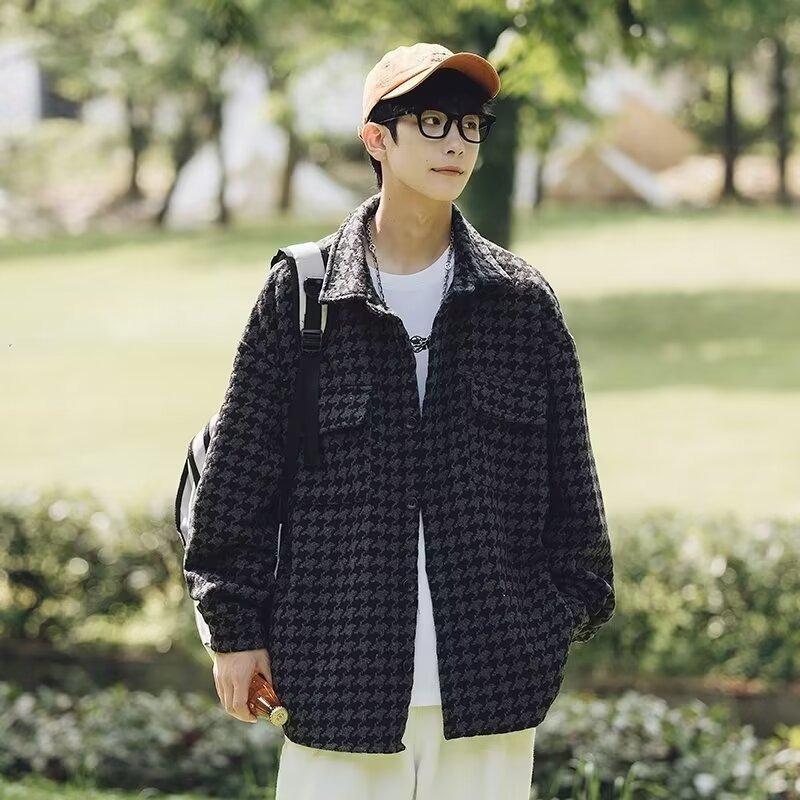 

Весна и Осень Уличный Универсальный Трендовый Пиджак-Рубашка Мужской ins Тысяча Птиц Лацкан Красивый Пиджак Пиджак Топ Мужской 3XL