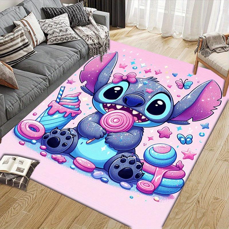 1pc Cute Stitch Pattern Area Rug Soft Flannel Floor Mat for Living Room,Office,Bedroom and Carpet,Sofa Coffee Table Floor Mat