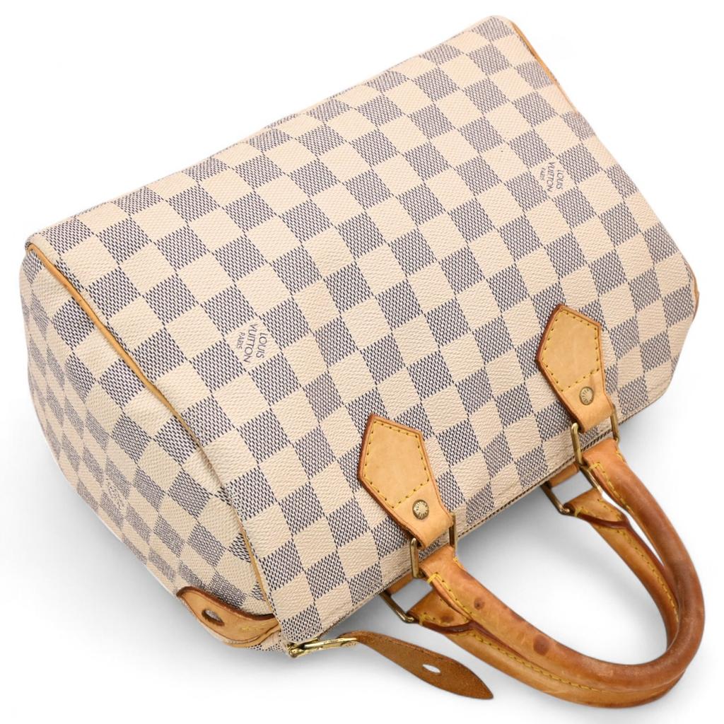 Auth LOUIS VUITTON Damier Azur Speedy 25 Boston Bag Handbag PVC N41371 lv5557nj
