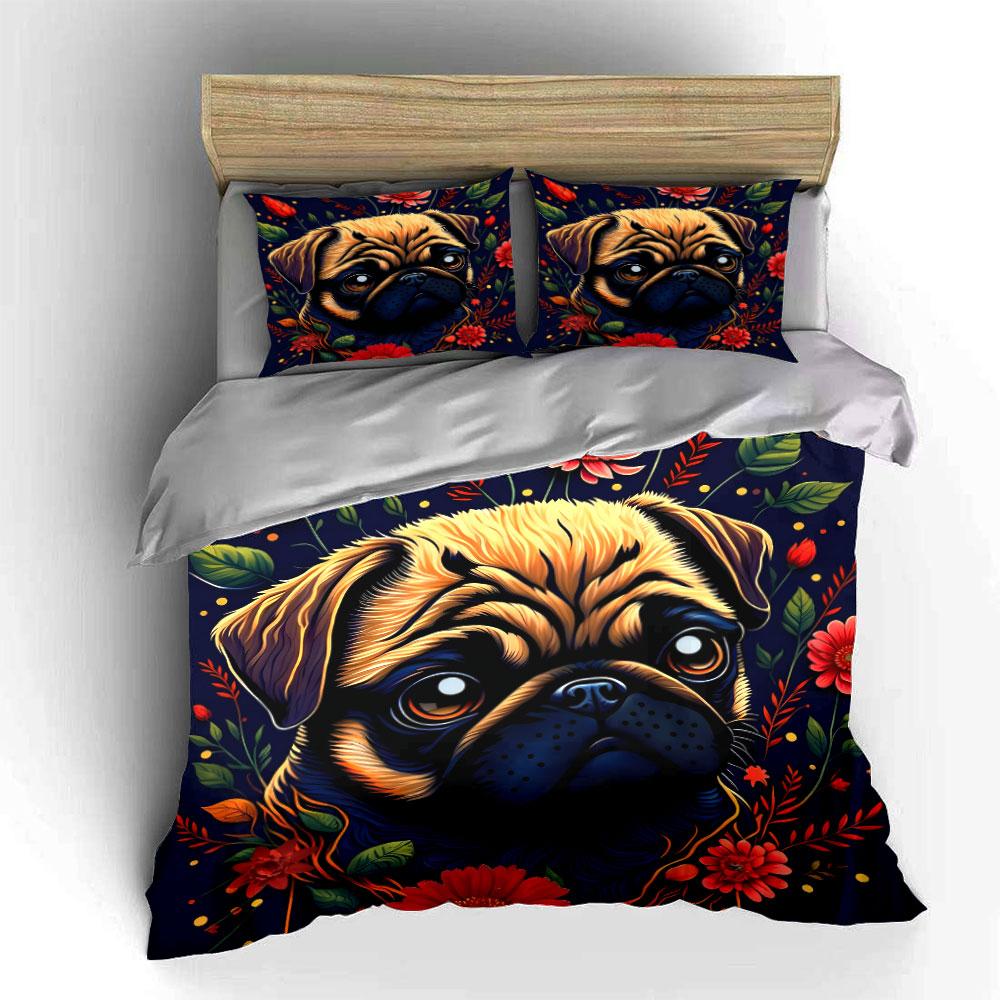 Dog Floral Set - Home Decor Multiple Sizes Kid'S And Adults' Bedroom Exquisite 3Pc Bedding Set, Gift