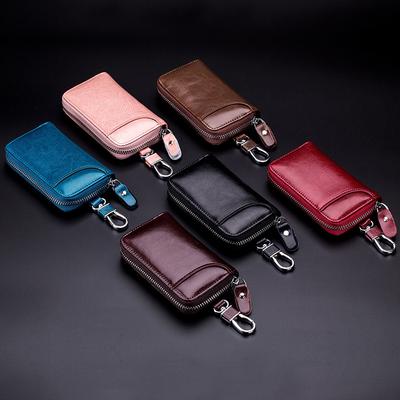 Leather Keychain Men Women Key Holder Organizer Pouch Split Car Key Wallet Women Housekeeper Card Keys Pouch Bags