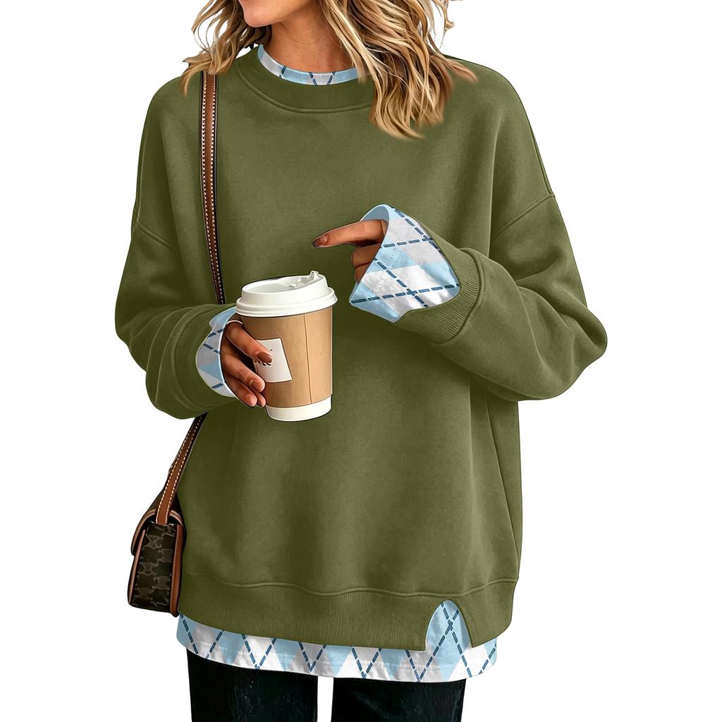 Women's Long Sleeve Casual Sweatshirt Loose Fit Pullover Top for Daily Wear