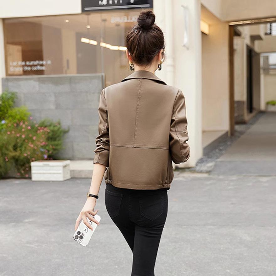 Leather jacket women's jacket short locomotive clothing small spring and autumn new fashion casual design leather jacket