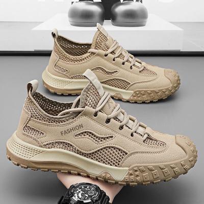 Mode Sommer Herren Atmungsaktive Arbeitsschuhe Leicht Bequeme Herren Plateau-Sneakers Outdoor Rutschfeste Wanderschuhe Zapatos De Hombre