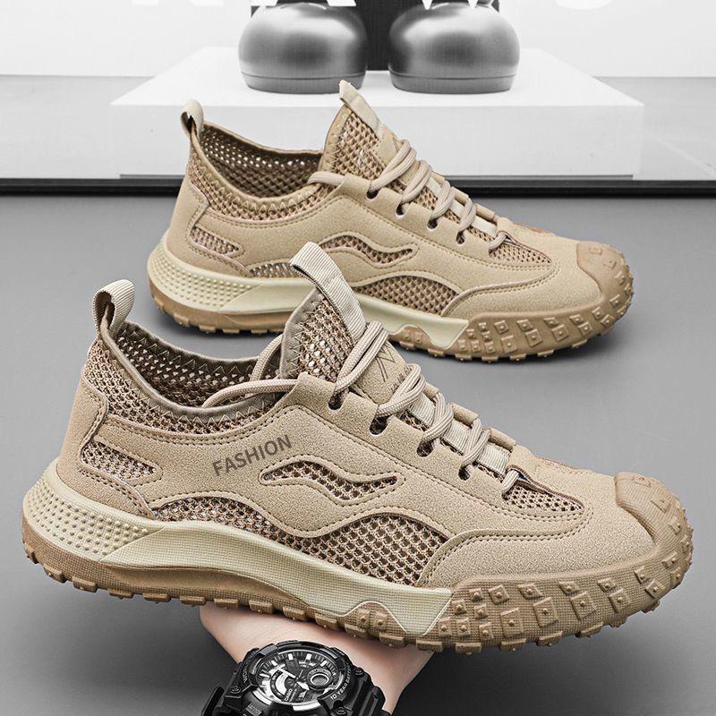 Summer Men Breathable Work Shoes Lightweight Comfortable Men Platform Sneakers Outdoor Anti-slip Hiking Shoes Zapatos De Hombre