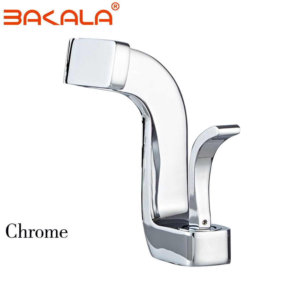 BAKALA Bathroom Basin Faucet Black/Chrome/White Brass Material Sink Mixer Tap Hot & Cold Sink Faucet Bathroom Lavotory Faucet