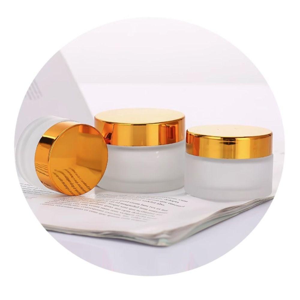 Silver/Gold/Black/White Frosted Glass Cream Jar Empty Makeup Jar  Refillable Bottles