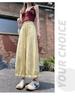Women's Wide-Leg Ice Silk Pants: Dark Blue, Quick-Drying, High-Waist, Slimming, Lightweight Summer Lantern Style with Side Nine-Point Length.