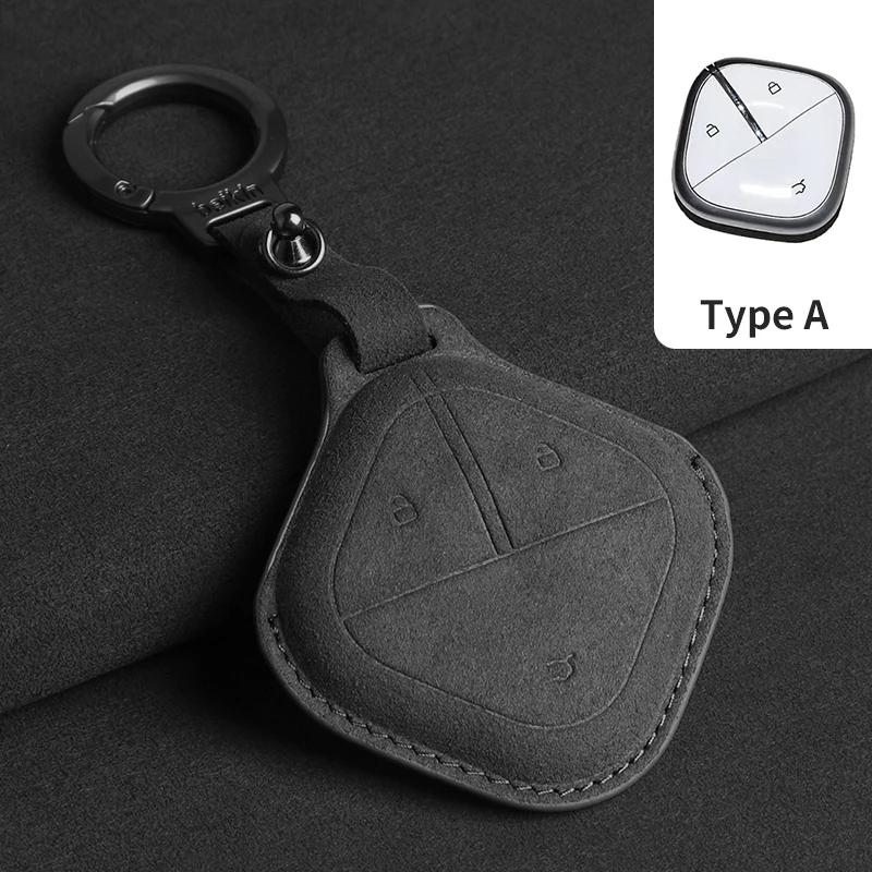 

Suede 3 Button Flip Car Key Case Cover Shell for SGMW Wuling BINGO Airev 2023 for Baojun Kiwi EV for Chevrolet Aveo Trax Groove