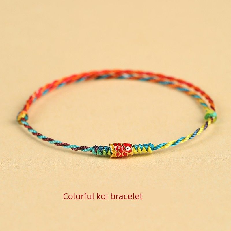 

Красочный браслет-оберег с красным шнурком, браслет из красной веревки, женский плетеный браслет на руку на Фестиваль Драконьих лодок, мужской браслет на ногу, подарок на берегу [Colorful Koi] Good Luck Koi-Adjustable
