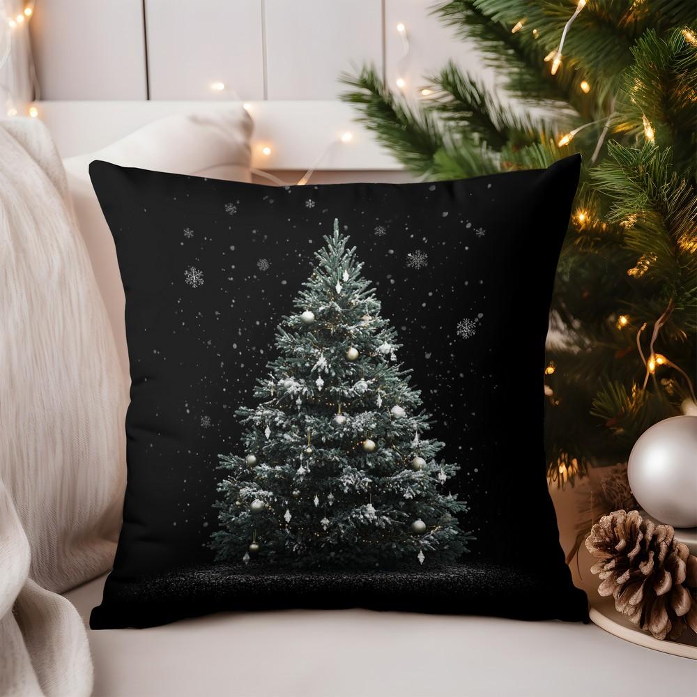 Home Decor Christmas Patterns Pillow: Deer & Tree Decor Pattern Cushion Cover Suitable for Sofa Bedroom Car Pillow Cover