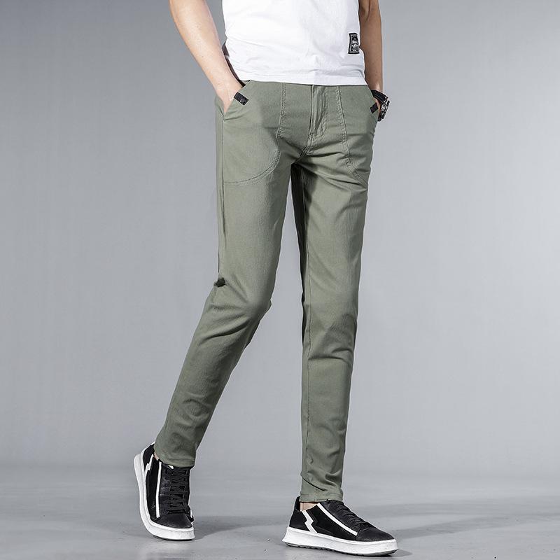 Summer Thin New Men'S Ice Silk Casual Pants Fashionable And Versatile Elastic Slim Straight Leg Small Leg Pants Men'S Pants