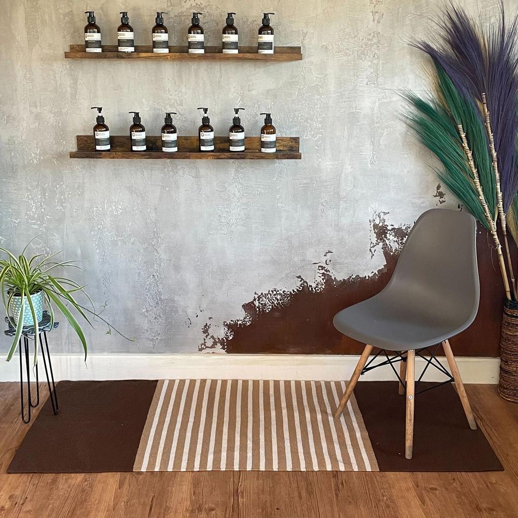 Cotton Runner Rug Dark Brown Beige 70x170cm