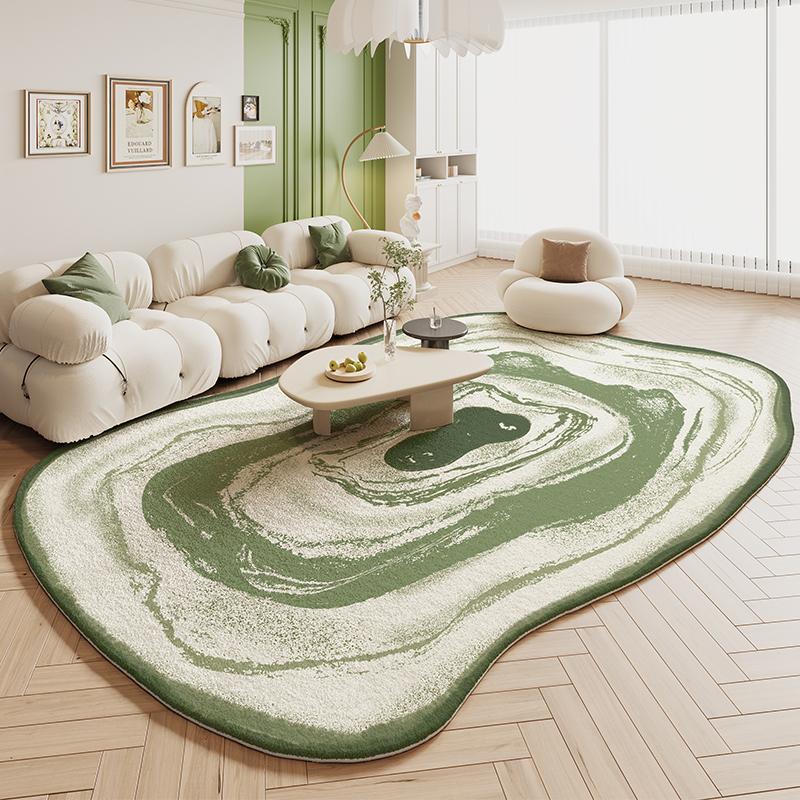 Green Carpet Living Room Shaped Cream Style  New Plush Irregular Bedroom Bedside Floor Mats Home Decoration