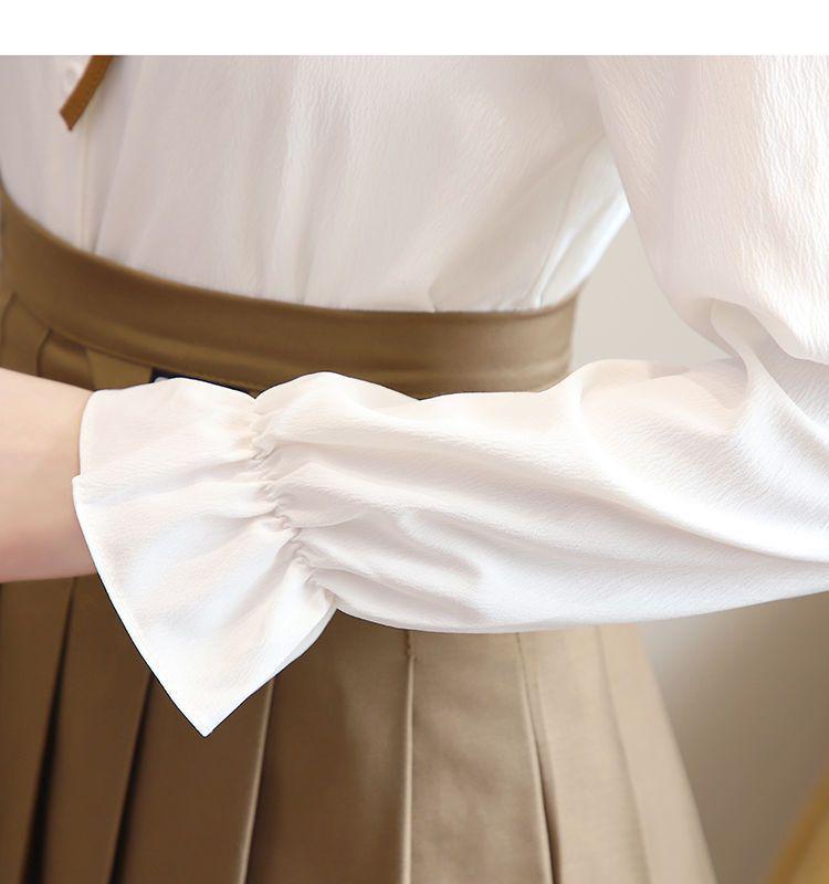 Women's Two-Piece Set: College-Style Doll Collar Shirt and High-Waist Pleated Skirt