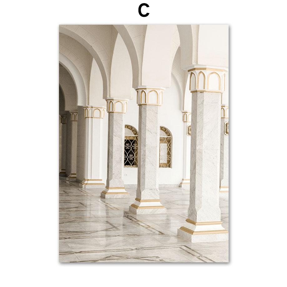 Islamic Mosque Quran Gallery Door Flowers Posters Prints Wall Art Canvas Painting Nordic Wall Pictures For Living Room Decor